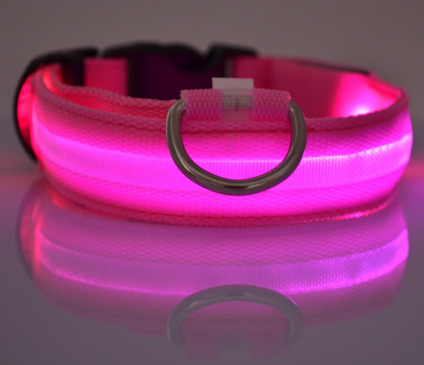 Halloween LED Dog Collar – Adjustable Nylon Safety Light-Up Collar for Night Walks (Battery Included)