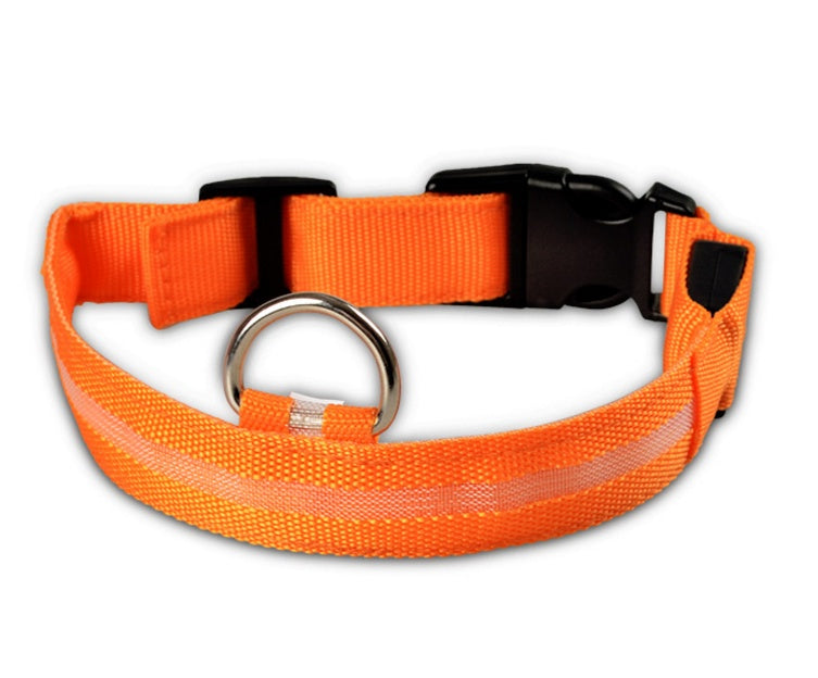 Halloween LED Dog Collar – Adjustable Nylon Safety Light-Up Collar for Night Walks (Battery Included)