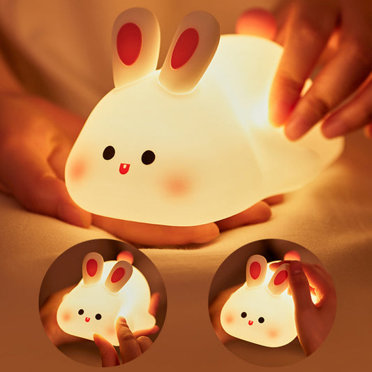 Cute LED Silicone Bunny Night Light – Touch Sensor, 3-Level Brightness, USB Rechargeable
