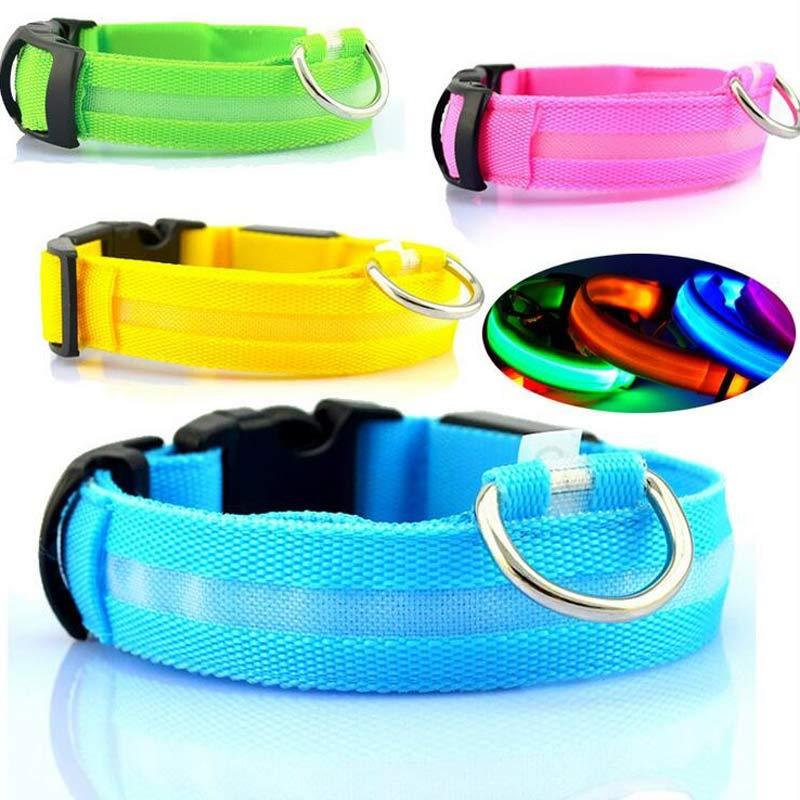 Halloween LED Dog Collar – Adjustable Nylon Safety Light-Up Collar for Night Walks (Battery Included)
