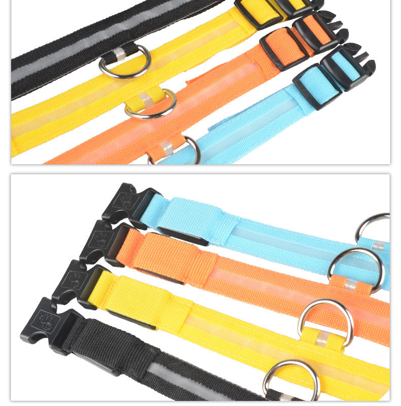 Halloween LED Dog Collar – Adjustable Nylon Safety Light-Up Collar for Night Walks (Battery Included)