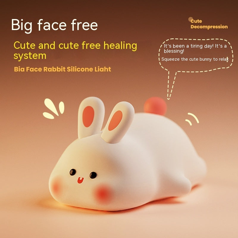 Cute LED Silicone Bunny Night Light – Touch Sensor, 3-Level Brightness, USB Rechargeable