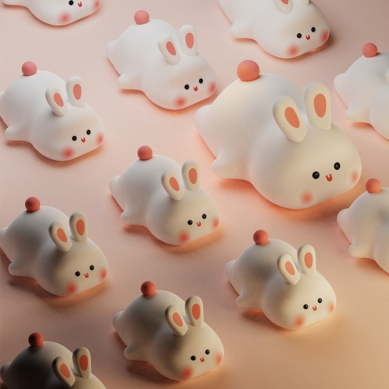 Cute LED Silicone Bunny Night Light – Touch Sensor, 3-Level Brightness, USB Rechargeable