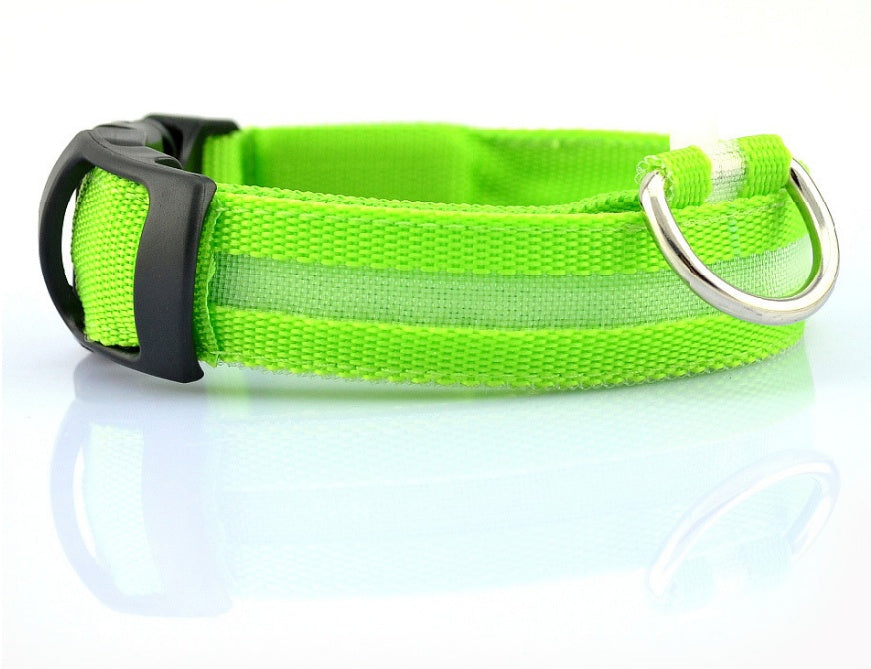 Halloween LED Dog Collar – Adjustable Nylon Safety Light-Up Collar for Night Walks (Battery Included)