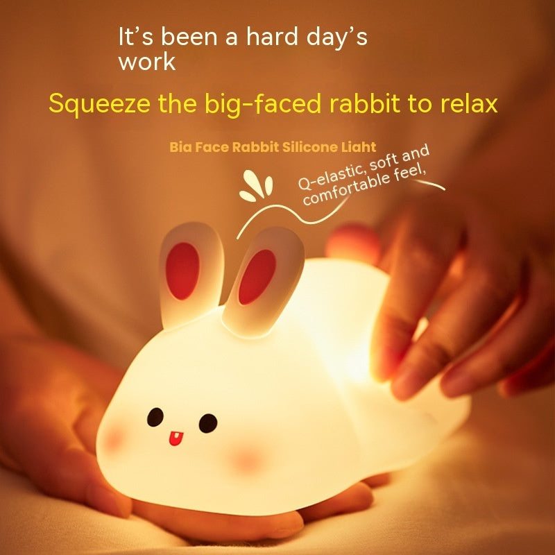 Cute LED Silicone Bunny Night Light – Touch Sensor, 3-Level Brightness, USB Rechargeable