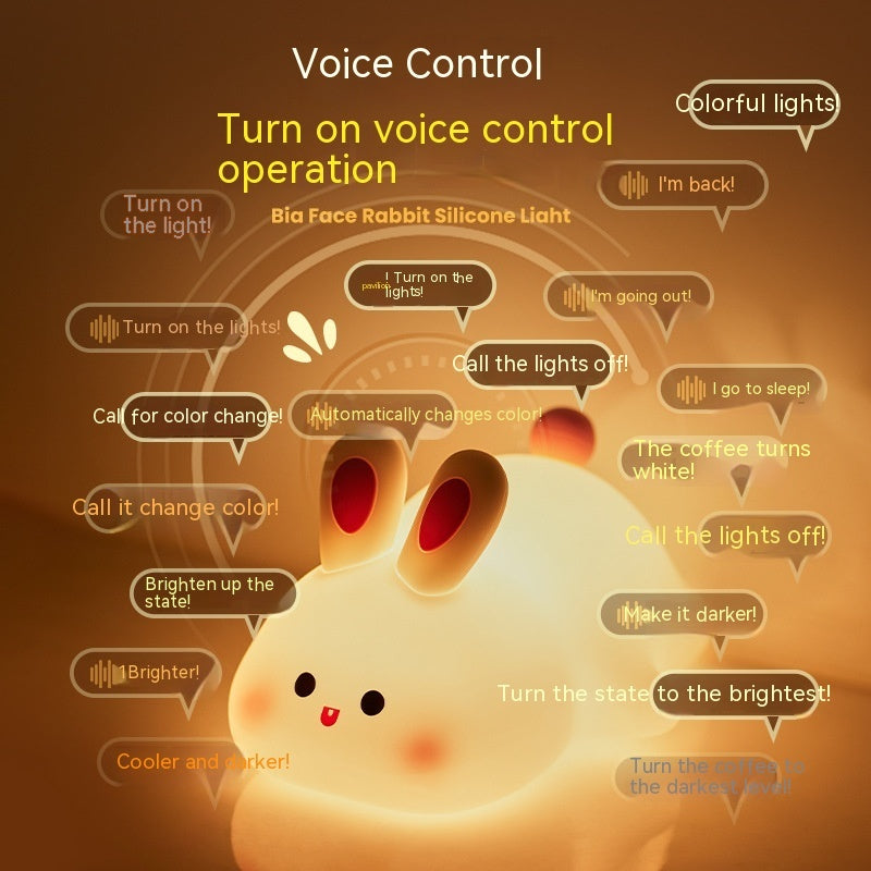 Cute LED Silicone Bunny Night Light – Touch Sensor, 3-Level Brightness, USB Rechargeable