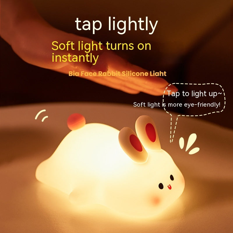 Cute LED Silicone Bunny Night Light – Touch Sensor, 3-Level Brightness, USB Rechargeable